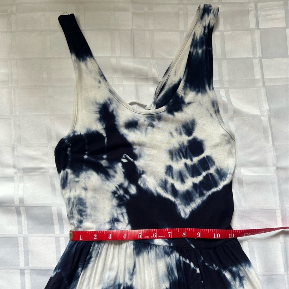 Dex Blue & White Tie Dye Maxi Length Tank Top Style Dress - Picture 6 of 16